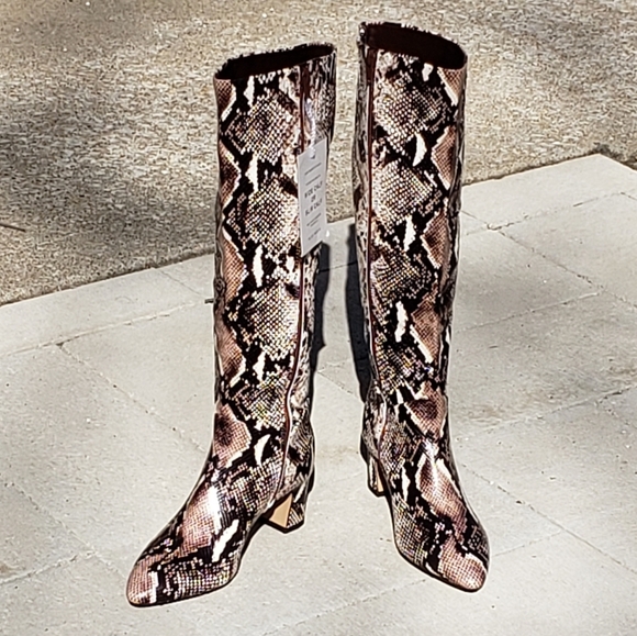 NEW Alex Marie Pamilla Python Snakeskin Leather Heeled Boots Reptile Spring - Picture 7 of 12